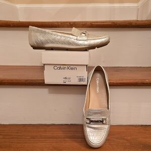 Calvin Klein "Kclolina" Metallic Silver Flats